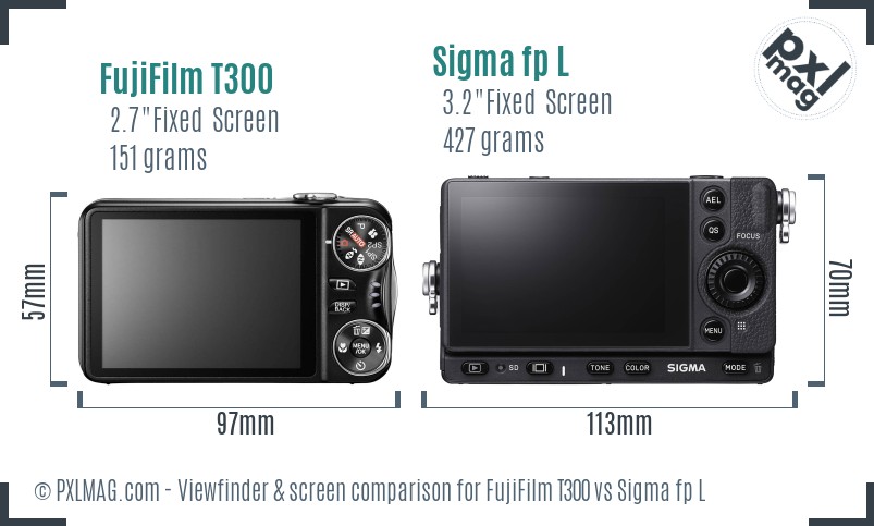 FujiFilm T300 vs Sigma fp L Screen and Viewfinder comparison