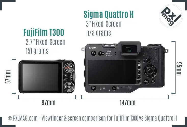 FujiFilm T300 vs Sigma Quattro H Screen and Viewfinder comparison
