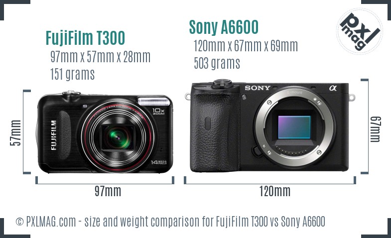 FujiFilm T300 vs Sony A6600 size comparison FujiFilm T300 vs Sony A6600 size comparison