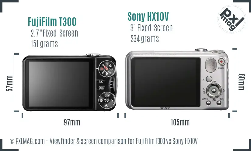 FujiFilm T300 vs Sony HX10V Screen and Viewfinder comparison FujiFilm T300 vs Sony HX10V Screen and Viewfinder comparison