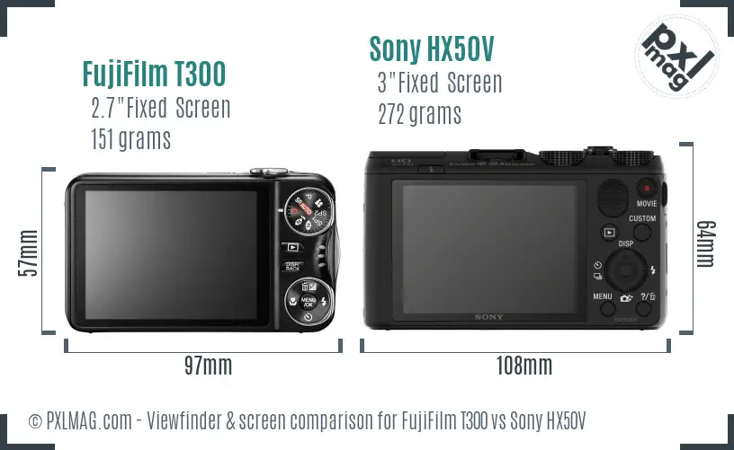 FujiFilm T300 vs Sony HX50V Screen and Viewfinder comparison FujiFilm T300 vs Sony HX50V Screen and Viewfinder comparison