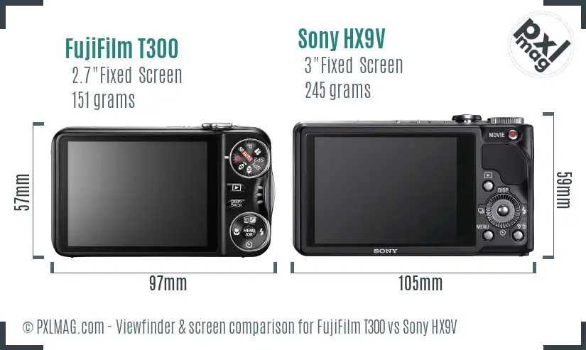FujiFilm T300 vs Sony HX9V Screen and Viewfinder comparison FujiFilm T300 vs Sony HX9V Screen and Viewfinder comparison