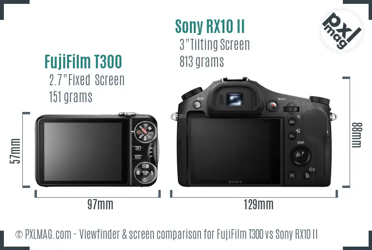 FujiFilm T300 vs Sony RX10 II Screen and Viewfinder comparison