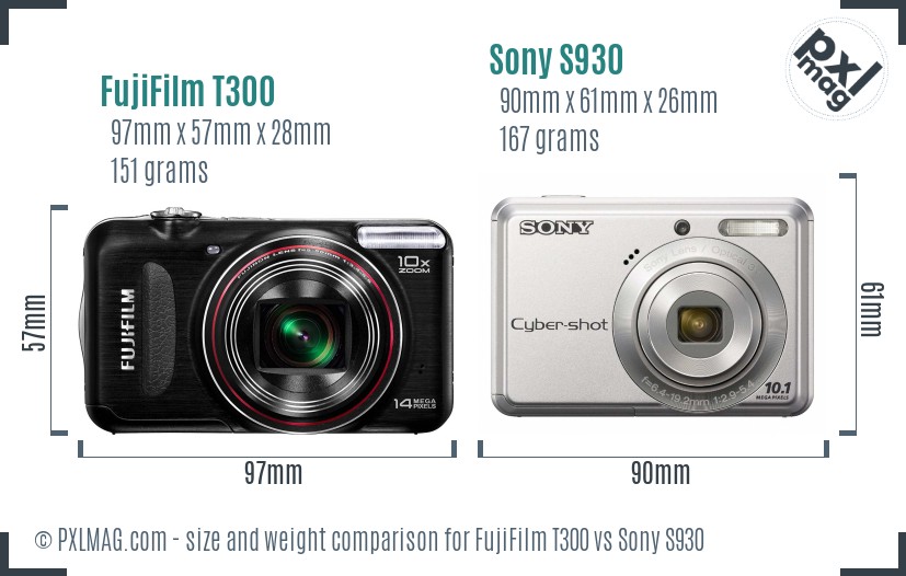 FujiFilm T300 vs Sony S930 size comparison FujiFilm T300 vs Sony S930 size comparison