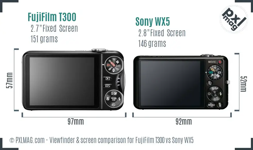 FujiFilm T300 vs Sony WX5 Screen and Viewfinder comparison FujiFilm T300 vs Sony WX5 Screen and Viewfinder comparison