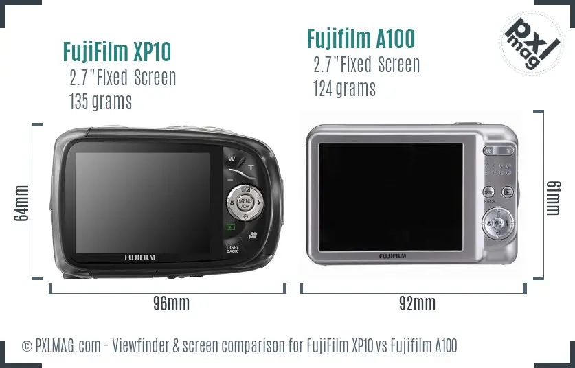 FujiFilm XP10 vs Fujifilm A100 Screen and Viewfinder comparison