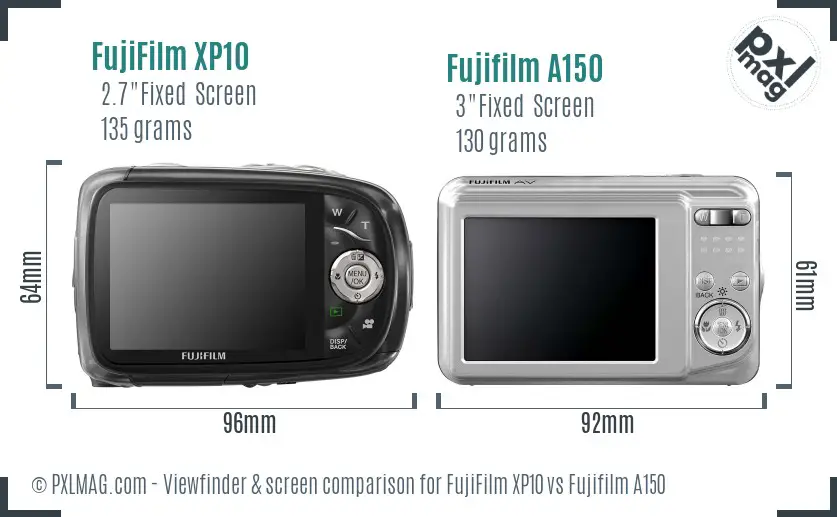 FujiFilm XP10 vs Fujifilm A150 Screen and Viewfinder comparison FujiFilm XP10 vs Fujifilm A150 Screen and Viewfinder comparison