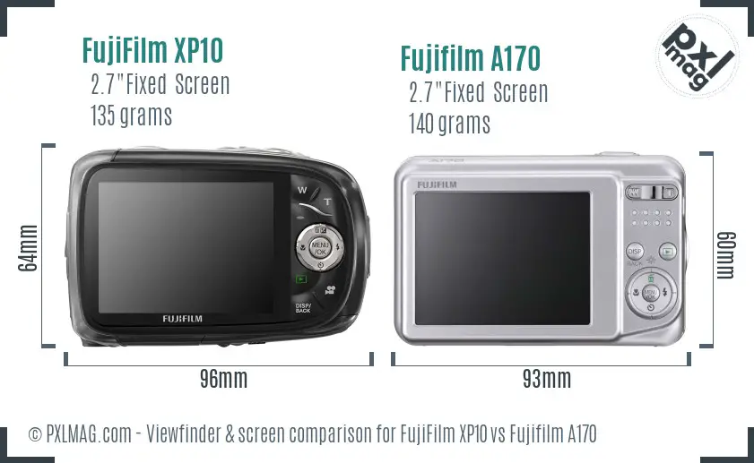 FujiFilm XP10 vs Fujifilm A170 Screen and Viewfinder comparison FujiFilm XP10 vs Fujifilm A170 Screen and Viewfinder comparison