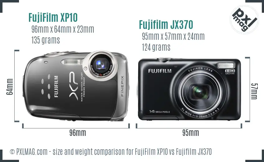 FujiFilm XP10 vs Fujifilm JX370 size comparison