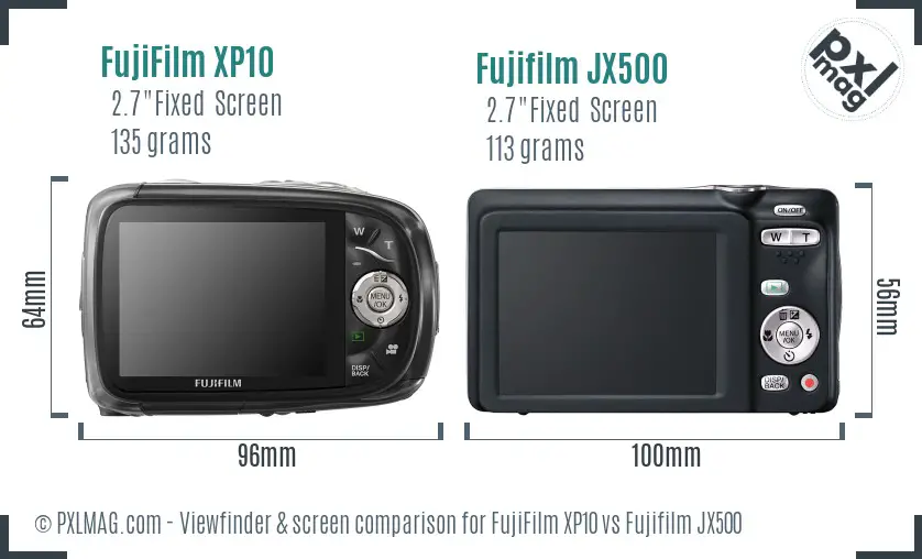 FujiFilm XP10 vs Fujifilm JX500 Screen and Viewfinder comparison