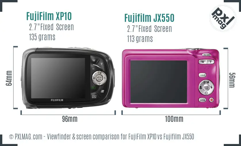FujiFilm XP10 vs Fujifilm JX550 Screen and Viewfinder comparison