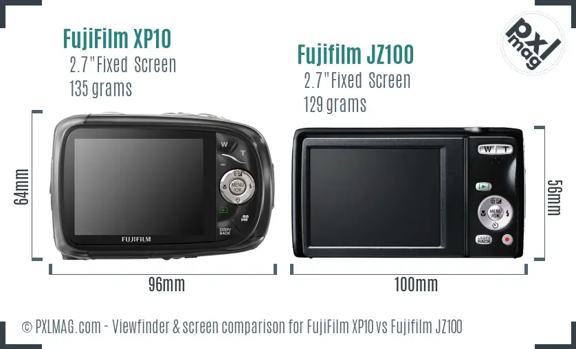 FujiFilm XP10 vs Fujifilm JZ100 Screen and Viewfinder comparison FujiFilm XP10 vs Fujifilm JZ100 Screen and Viewfinder comparison