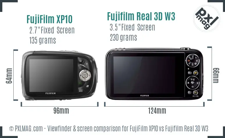 FujiFilm XP10 vs Fujifilm Real 3D W3 Screen and Viewfinder comparison