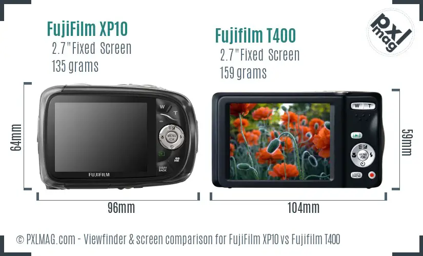 FujiFilm XP10 vs Fujifilm T400 Screen and Viewfinder comparison