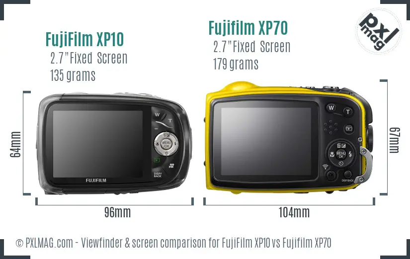 FujiFilm XP10 vs Fujifilm XP70 Screen and Viewfinder comparison