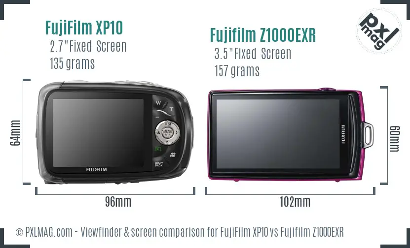 FujiFilm XP10 vs Fujifilm Z1000EXR Screen and Viewfinder comparison FujiFilm XP10 vs Fujifilm Z1000EXR Screen and Viewfinder comparison