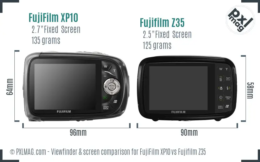FujiFilm XP10 vs Fujifilm Z35 Screen and Viewfinder comparison