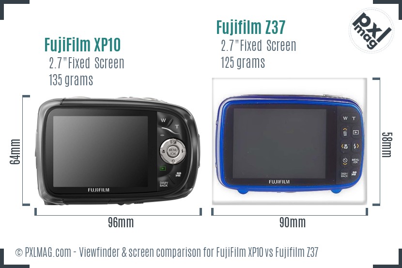 FujiFilm XP10 vs Fujifilm Z37 Screen and Viewfinder comparison