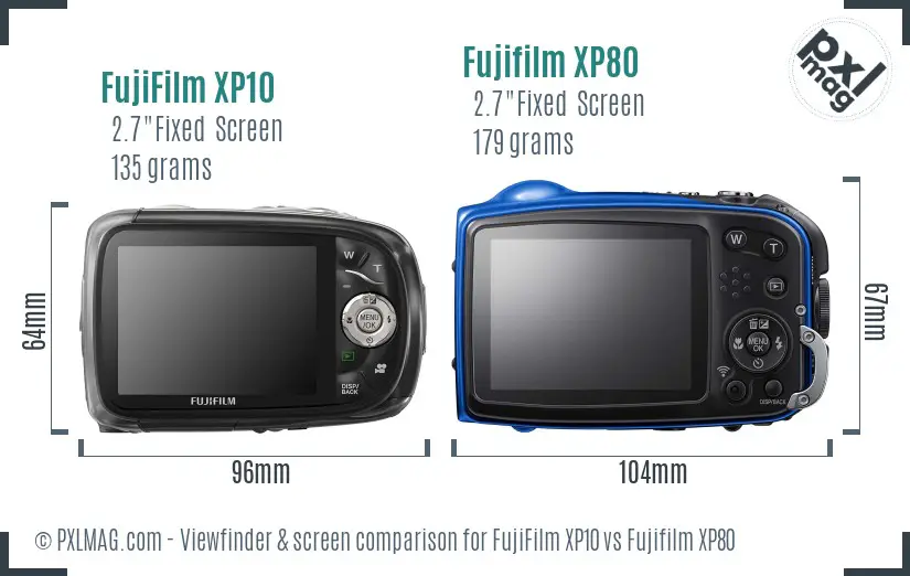 FujiFilm XP10 vs Fujifilm XP80 Screen and Viewfinder comparison