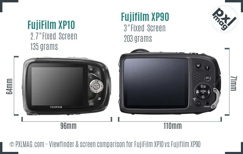 FujiFilm XP10 vs Fujifilm XP90 Screen and Viewfinder comparison
