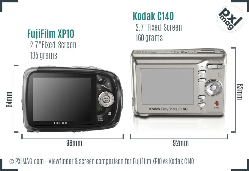 FujiFilm XP10 vs Kodak C140 Screen and Viewfinder comparison