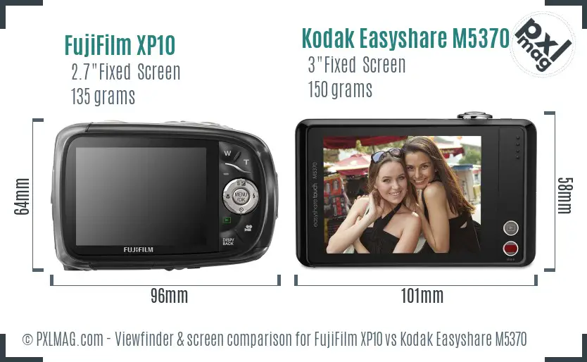 FujiFilm XP10 vs Kodak Easyshare M5370 Screen and Viewfinder comparison FujiFilm XP10 vs Kodak Easyshare M5370 Screen and Viewfinder comparison