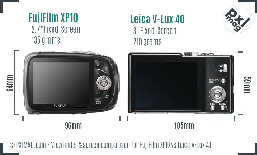 FujiFilm XP10 vs Leica V-Lux 40 Screen and Viewfinder comparison FujiFilm XP10 vs Leica V-Lux 40 Screen and Viewfinder comparison