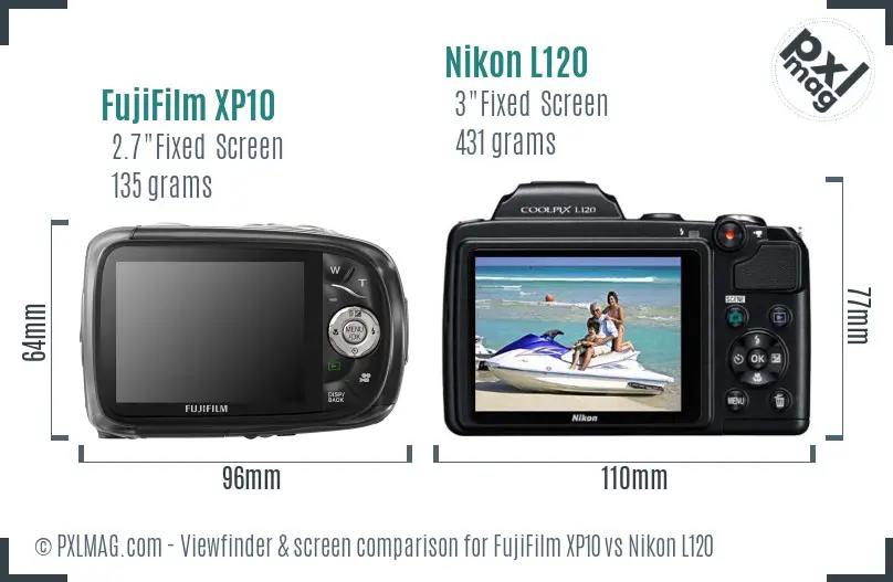 FujiFilm XP10 vs Nikon L120 Screen and Viewfinder comparison