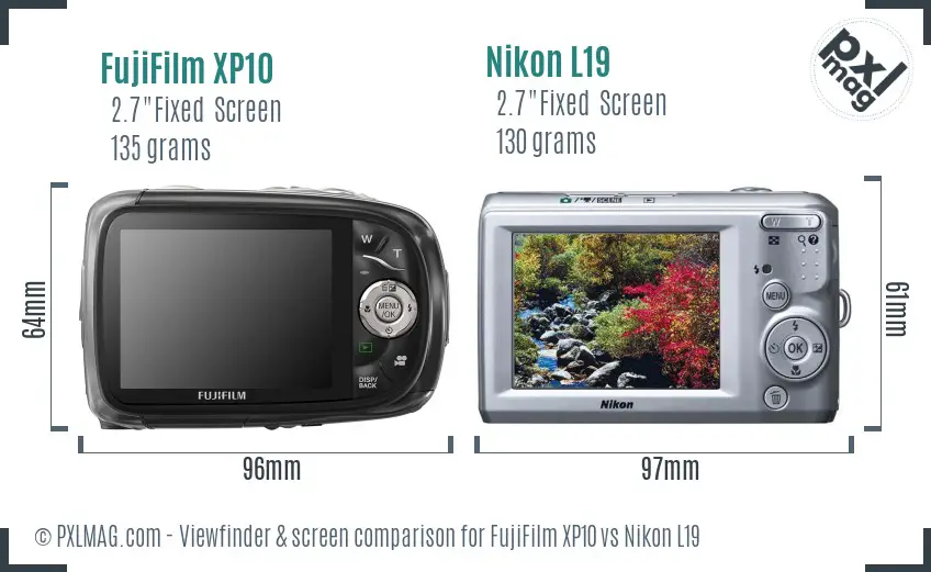 FujiFilm XP10 vs Nikon L19 Screen and Viewfinder comparison