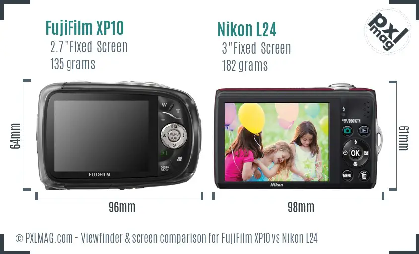 FujiFilm XP10 vs Nikon L24 Screen and Viewfinder comparison