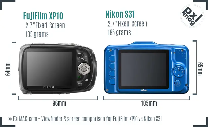 FujiFilm XP10 vs Nikon S31 Screen and Viewfinder comparison FujiFilm XP10 vs Nikon S31 Screen and Viewfinder comparison