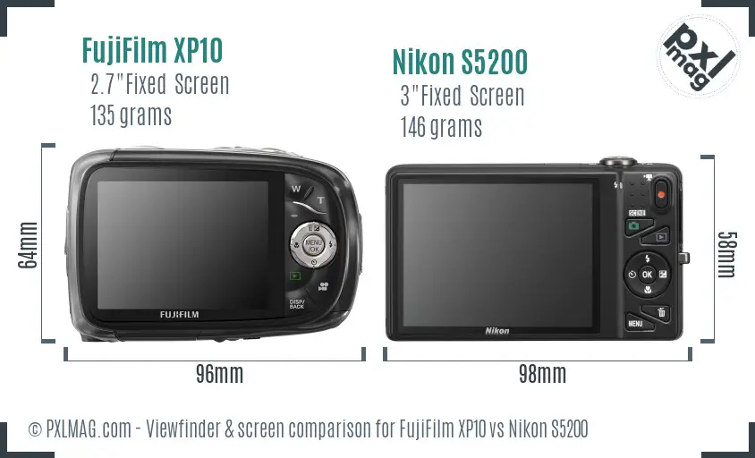 Back screen and interface comparison of FujiFilm XP10 and Nikon Coolpix S5200