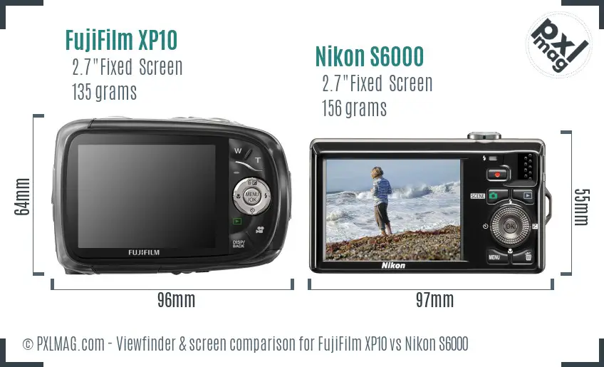 FujiFilm XP10 vs Nikon S6000 Screen and Viewfinder comparison