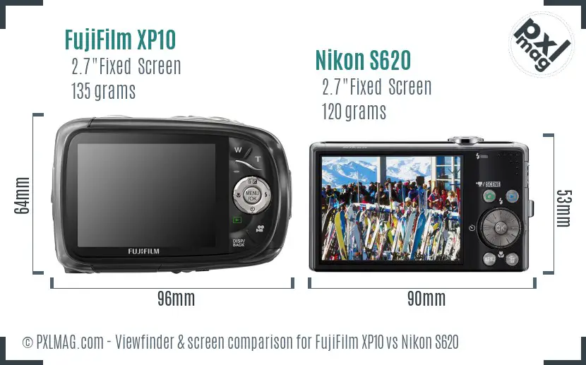 FujiFilm XP10 vs Nikon S620 Screen and Viewfinder comparison FujiFilm XP10 vs Nikon S620 Screen and Viewfinder comparison