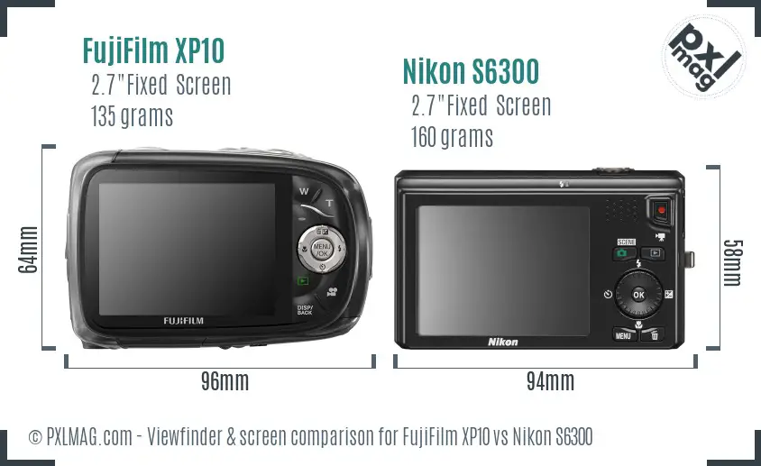 FujiFilm XP10 vs Nikon S6300 Screen and Viewfinder comparison