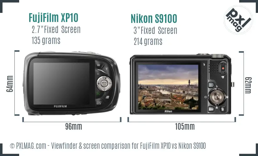 FujiFilm XP10 vs Nikon S9100 Screen and Viewfinder comparison FujiFilm XP10 vs Nikon S9100 Screen and Viewfinder comparison
