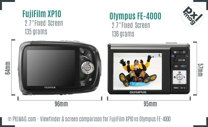 FujiFilm XP10 vs Olympus FE-4000 Screen and Viewfinder comparison