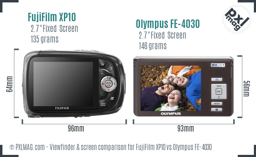 FujiFilm XP10 vs Olympus FE-4030 Screen and Viewfinder comparison