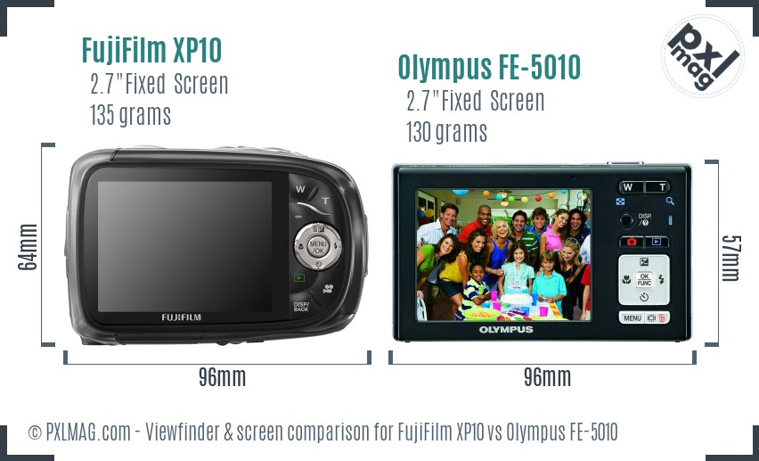 FujiFilm XP10 vs Olympus FE-5010 Screen and Viewfinder comparison