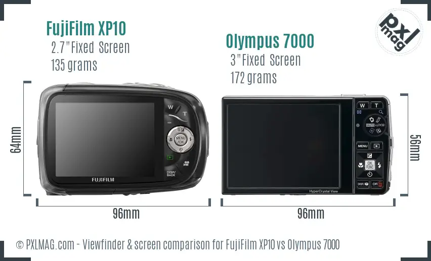 FujiFilm XP10 vs Olympus 7000 Screen and Viewfinder comparison