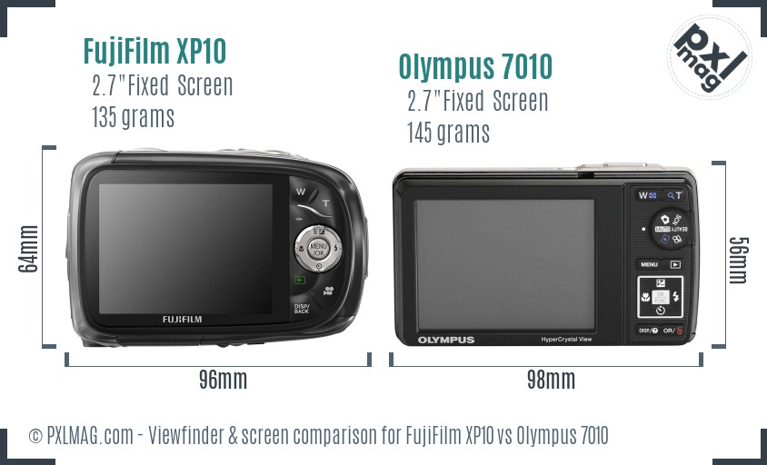 FujiFilm XP10 vs Olympus 7010 Screen and Viewfinder comparison