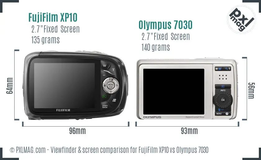 FujiFilm XP10 vs Olympus 7030 Screen and Viewfinder comparison