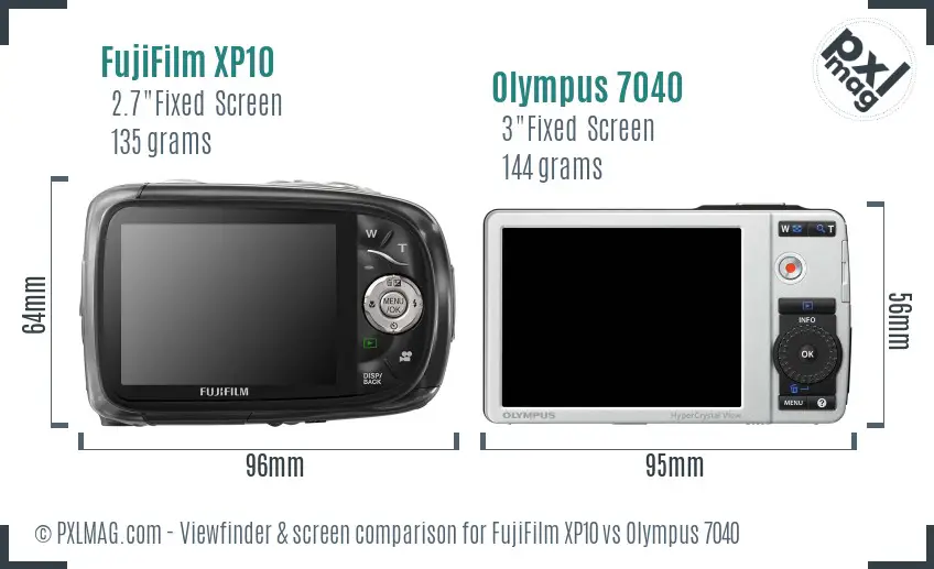 FujiFilm XP10 vs Olympus 7040 Screen and Viewfinder comparison