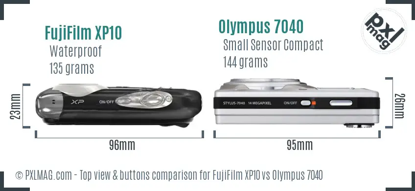 FujiFilm XP10 vs Olympus 7040 top view buttons comparison