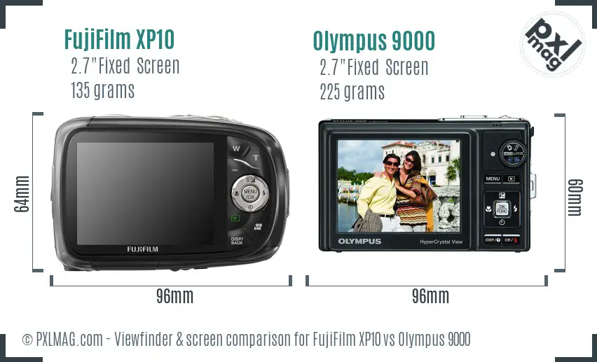 FujiFilm XP10 vs Olympus 9000 Screen and Viewfinder comparison