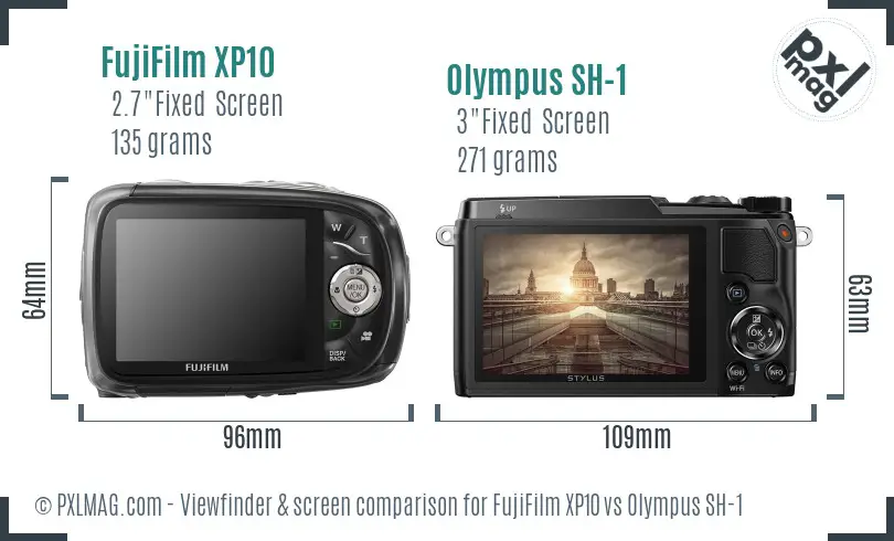 FujiFilm XP10 vs Olympus SH-1 Screen and Viewfinder comparison