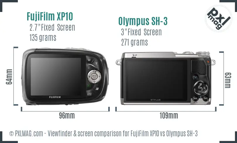 FujiFilm XP10 vs Olympus SH-3 Screen and Viewfinder comparison