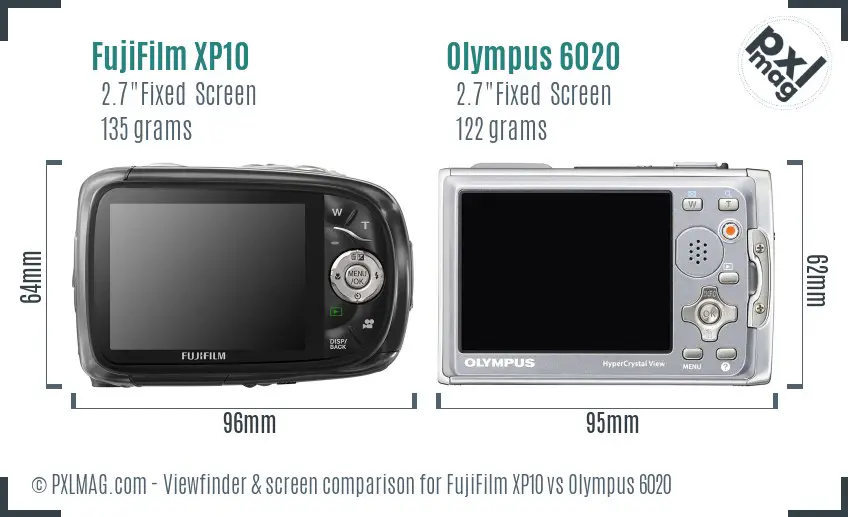 FujiFilm XP10 vs Olympus 6020 Screen and Viewfinder comparison FujiFilm XP10 vs Olympus 6020 Screen and Viewfinder comparison