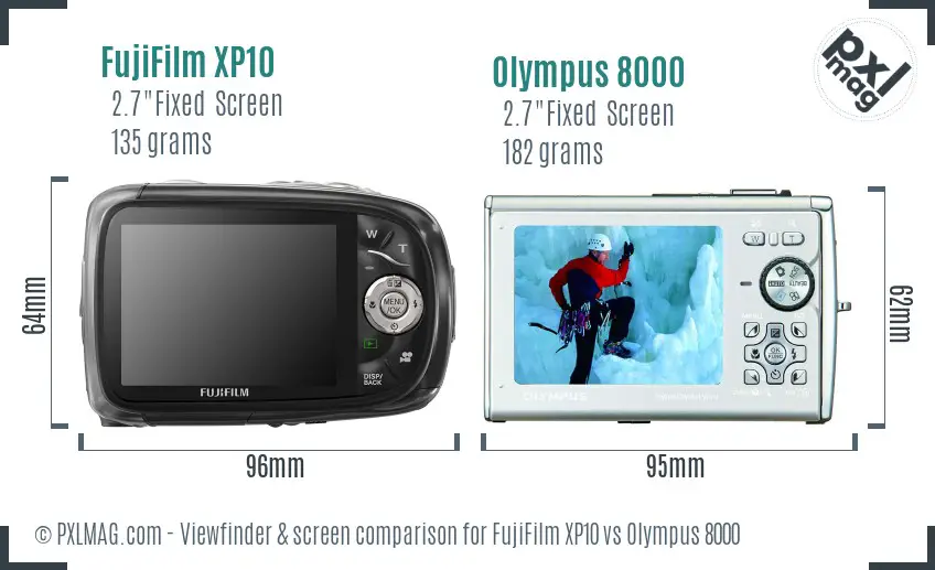 FujiFilm XP10 vs Olympus 8000 Screen and Viewfinder comparison