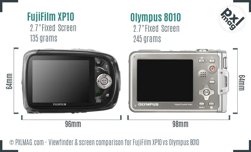 FujiFilm XP10 vs Olympus 8010 Screen and Viewfinder comparison FujiFilm XP10 vs Olympus 8010 Screen and Viewfinder comparison